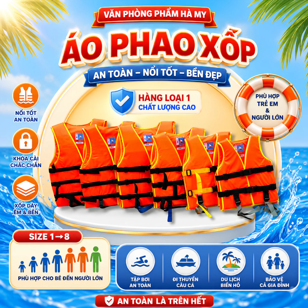 Áo Phao Xốp Cứu Hộ cho trẻ em và người lớn